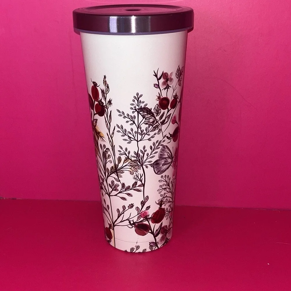 Manna Chilly Tumbler Cold Drink Cup Watercolors Flowers 24 Oz‎